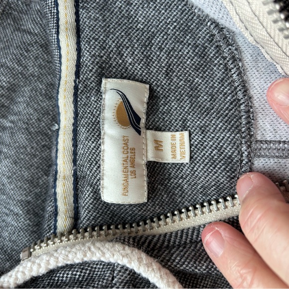 Fundamental Coast Raw Seam Full Zip 100% cotton hoodie. Thick and soft. Heather - Picture 11 of 16